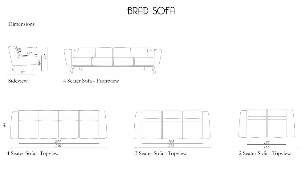 Measurements brad sofa