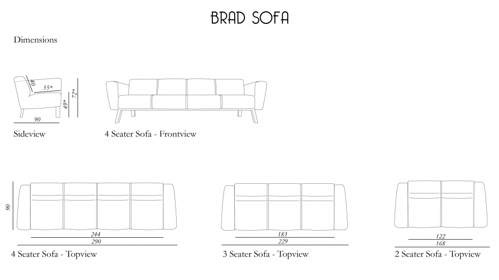 Measurements brad sofa